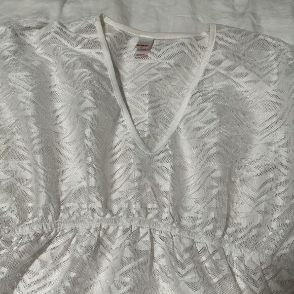 Bongo Y2K White Mesh Neon Tassels Cover Up M - Picture 2 of 6